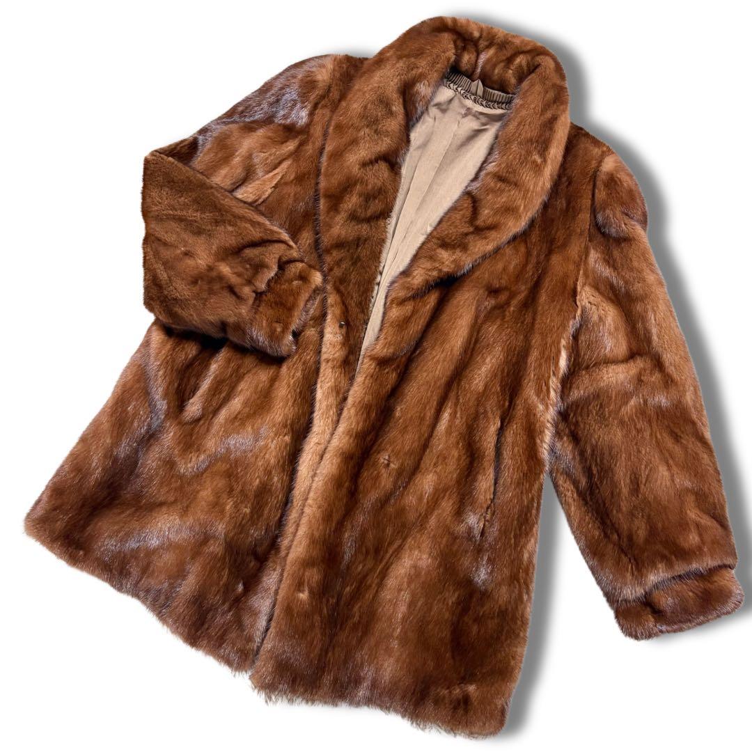 着丈80cm/極美品✨サガミンク 銀サガ デミバフ リアルファーコート 本毛皮