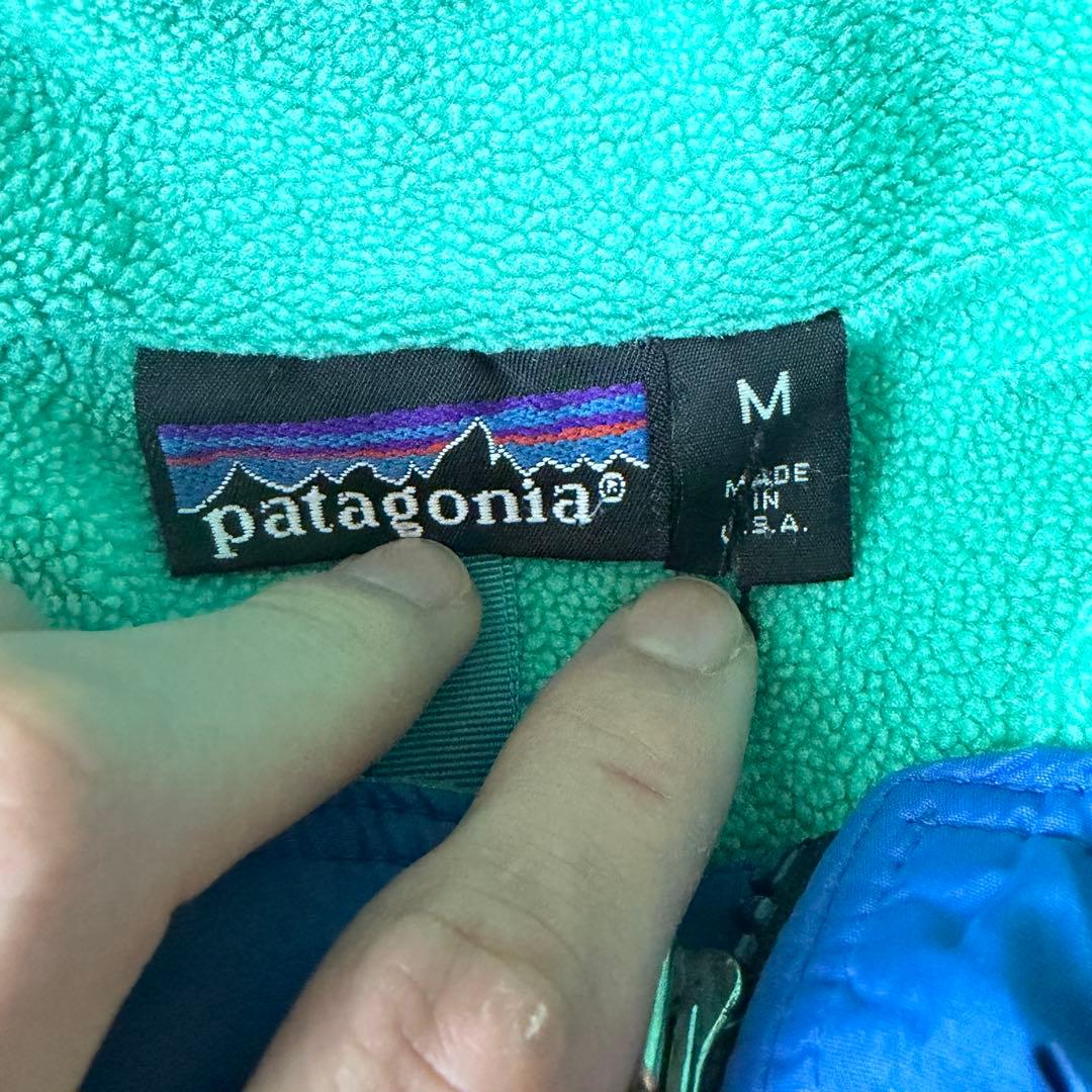90s 80s patagonia usa製　シェルドシンチラ　青　ターコイズ