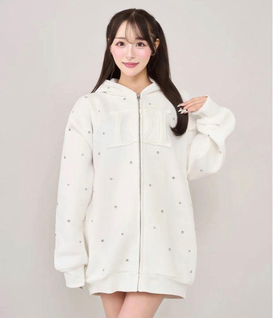 新品　ダーリッチDarich DDロゴビジュージップパーカー ホワイトF