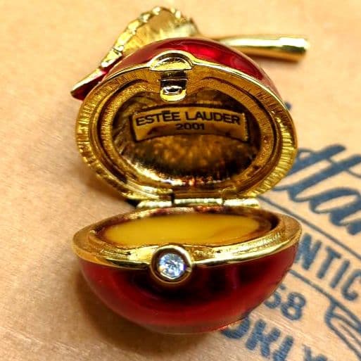 元箱付き エスティローダー 練り香水 コンパクト アップル ゴールドとレッド