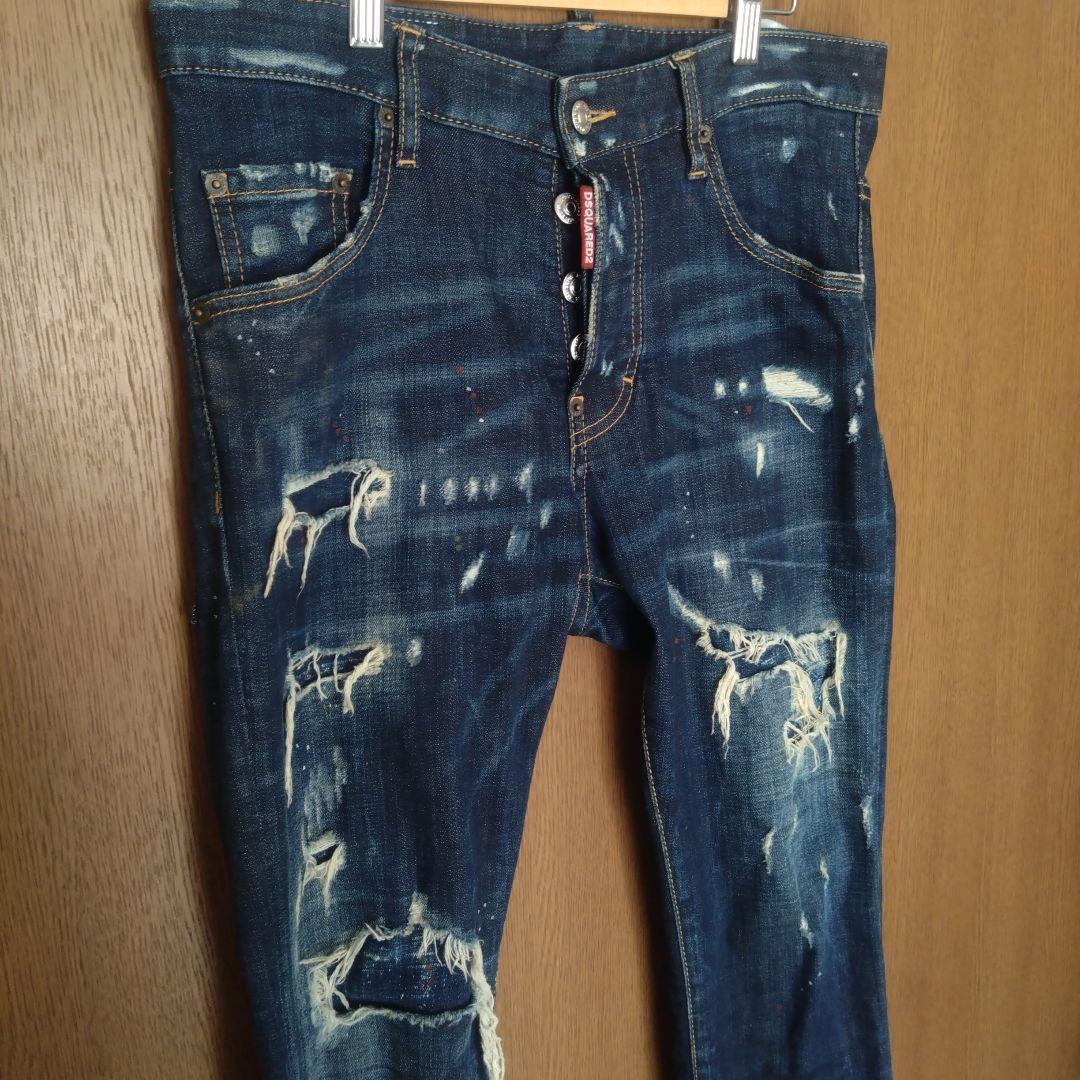 ディースクエアード　ダメージ加工スキニーデニム ダークブルー　サイズ46