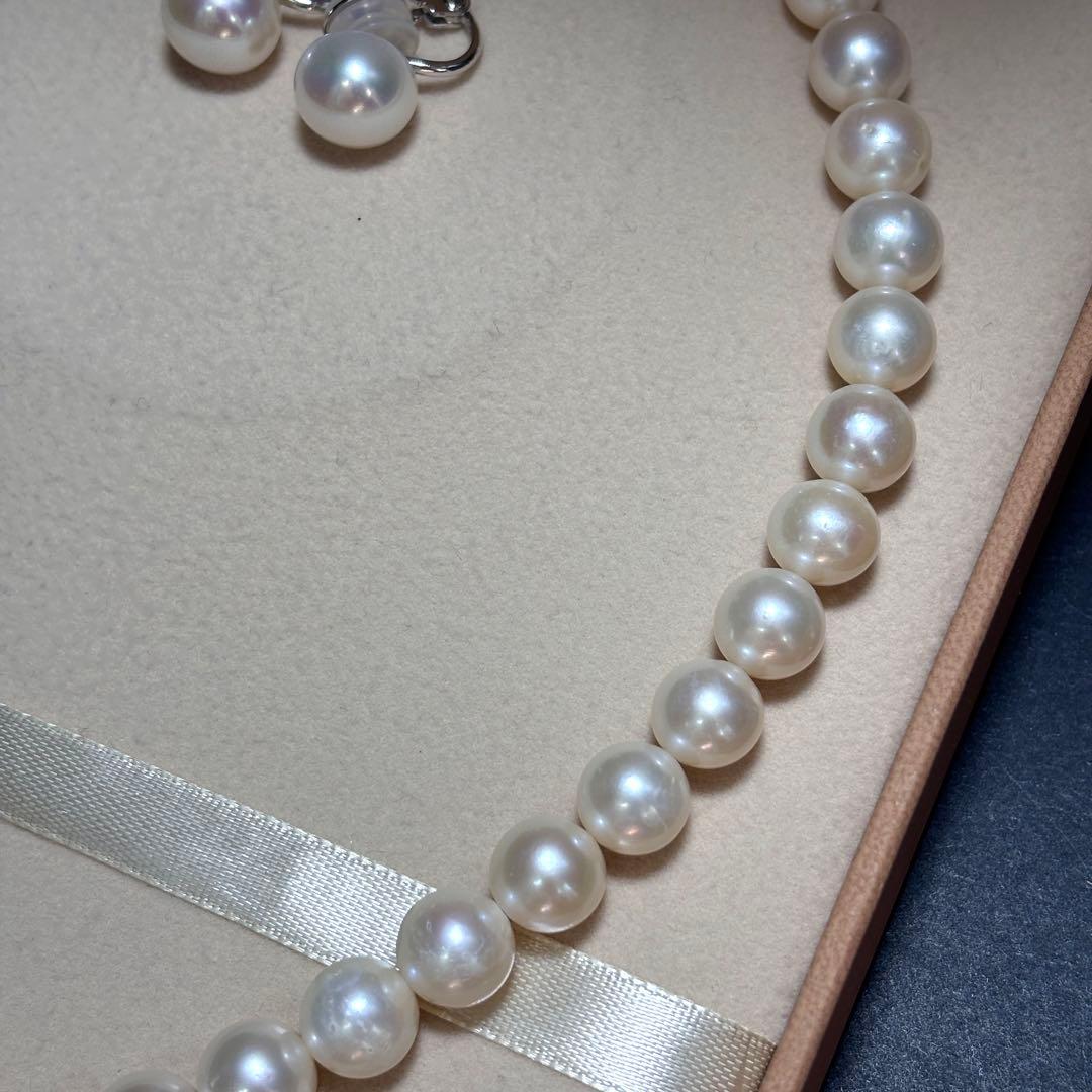 超大珠✨　パール　ネックレス　イヤリング　9.4-10.1 本真珠　SILVER