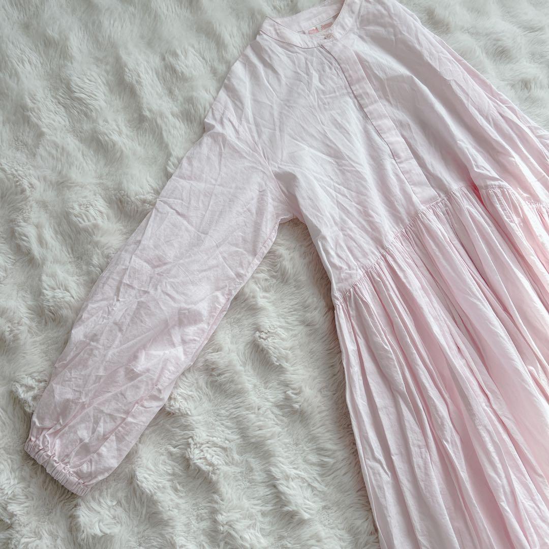 ビアズリー★ギャザーワンピース　ピンク　ロング