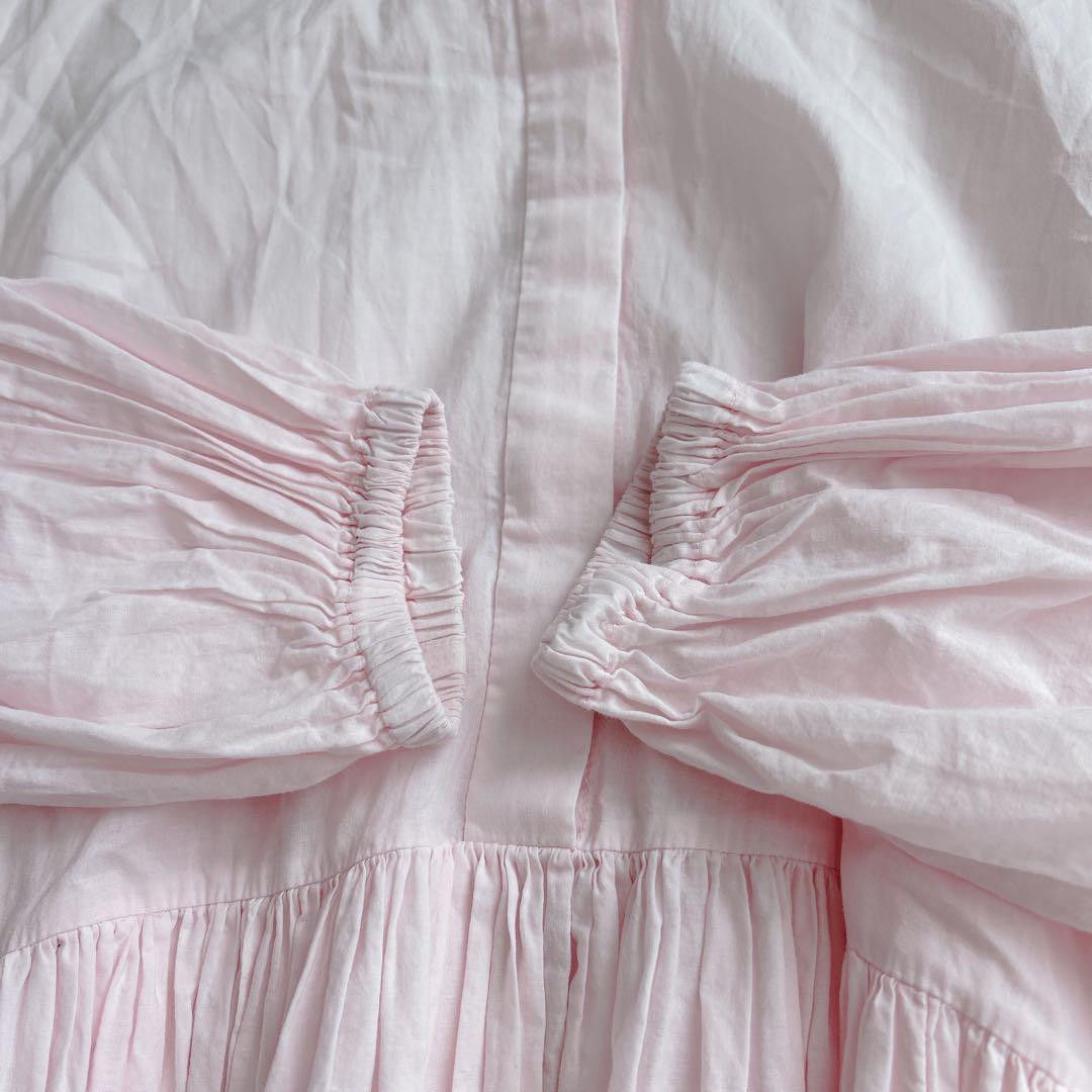 ビアズリー★ギャザーワンピース　ピンク　ロング