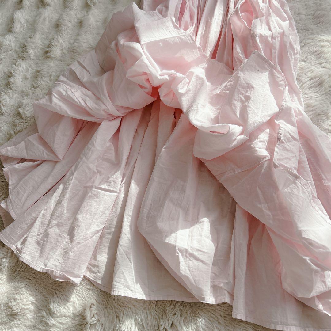 ビアズリー★ギャザーワンピース　ピンク　ロング