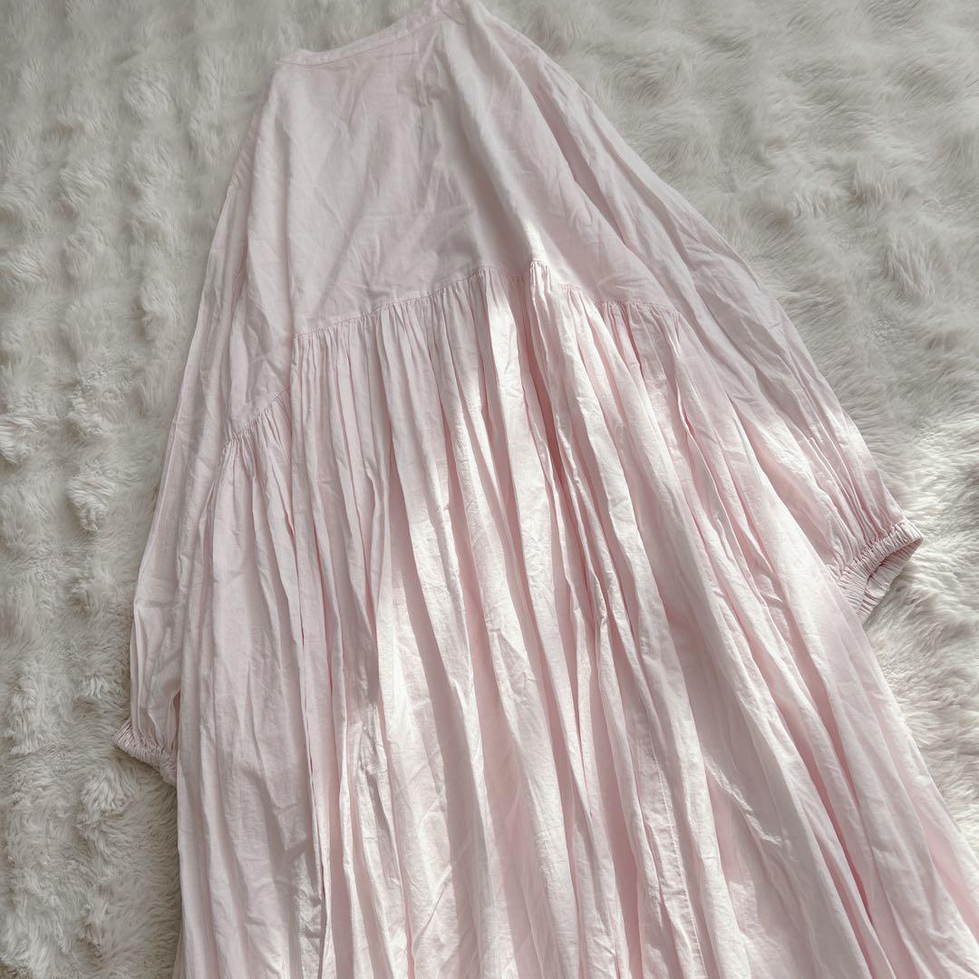 ビアズリー★ギャザーワンピース　ピンク　ロング