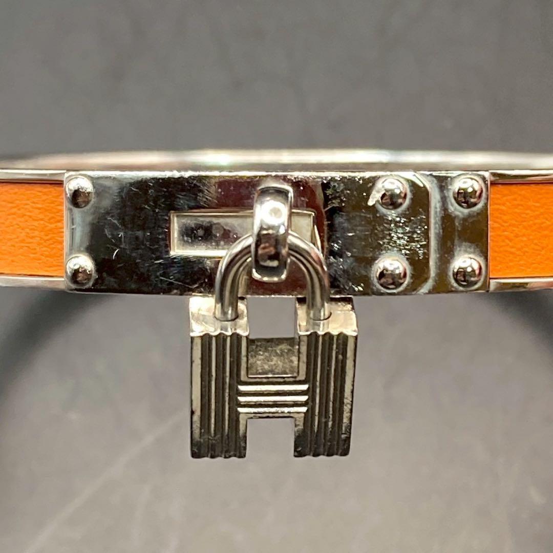 【美品】エルメス　バングル　ケリー　Hカデナ　オレンジ　ロゴ刻印　付属品付き