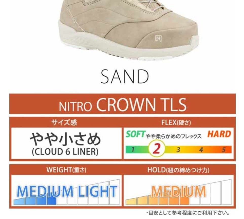 ナイトロ　NITRO CROWN TLS 黒 23.5cm　23-24箱付