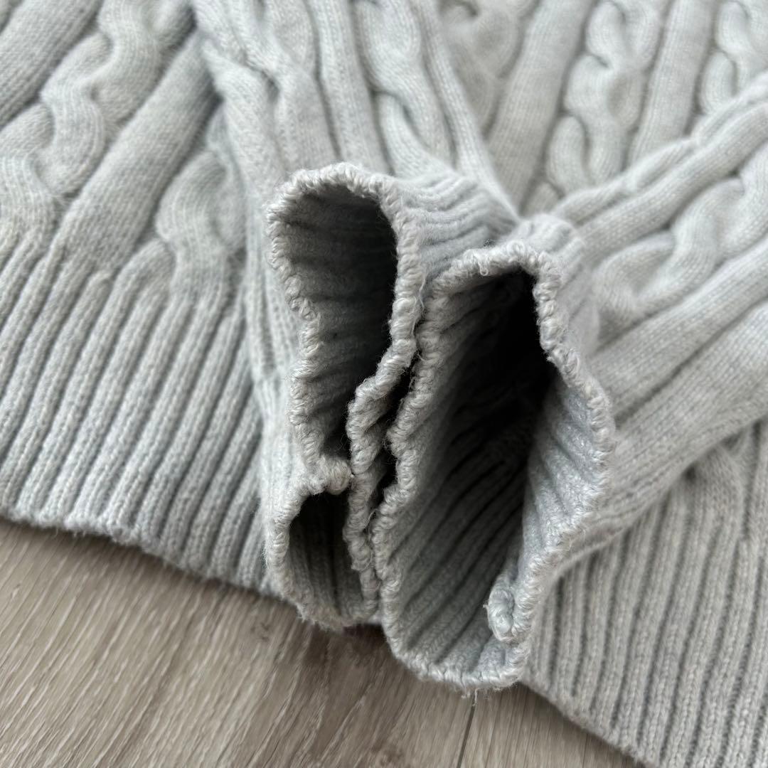 【現行タグ】ポロラルフローレン ケーブルニット セーター 灰色 紺 S