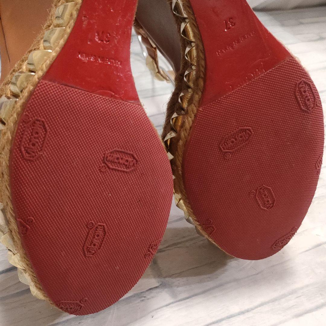 ルブタン　カタクロウ　ウェッジソールサンダル　レザー　ブラウン×ゴールド　37