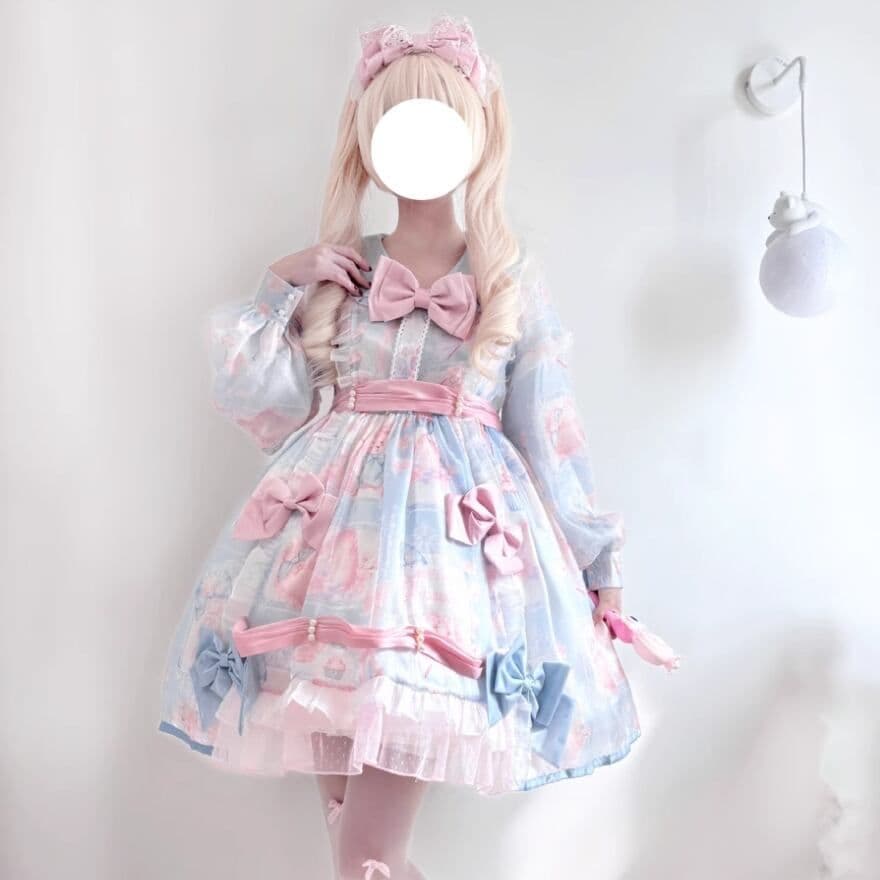 ゴスロリ 甘ロリ ロリータ パステル ワンピース リボン うさぎ ラッピング
