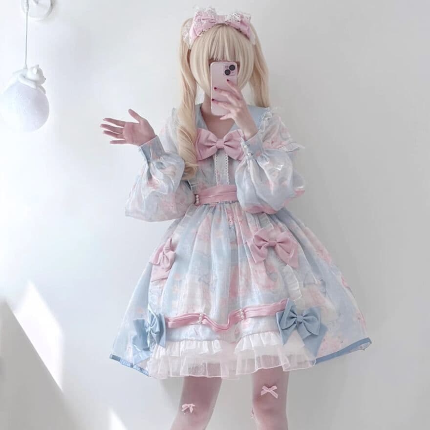 ゴスロリ 甘ロリ ロリータ パステル ワンピース リボン うさぎ ラッピング