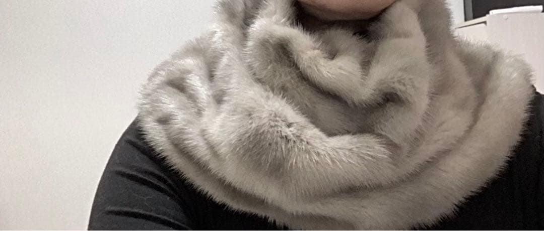 Sale!ハンドメイド♪美しいサファイアミンクのスヌード　スリット　フルスキン