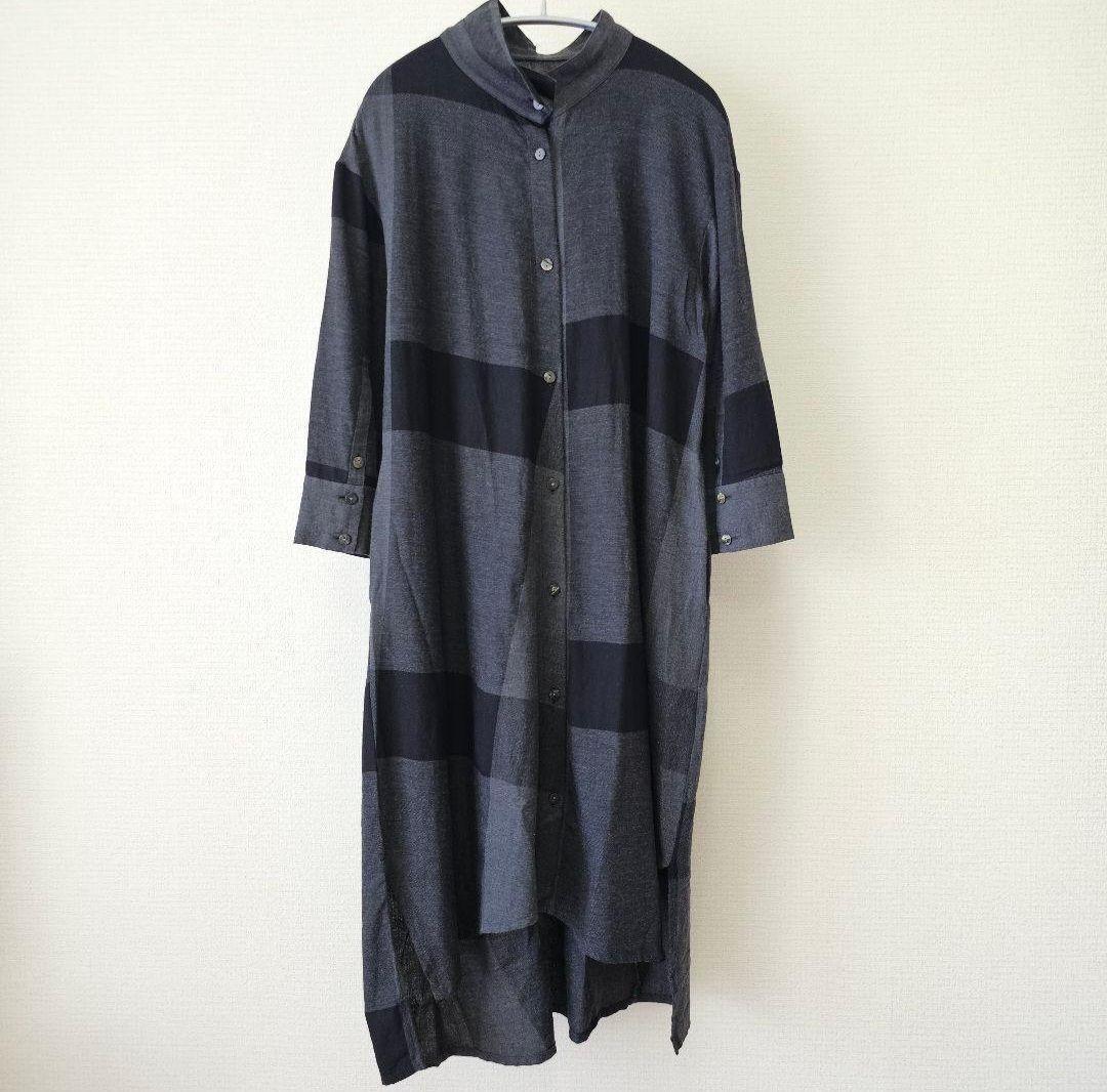 芽風 メフウ センソユニコ 襟 変形 ネルシャツ 素材 ロング ワンピース