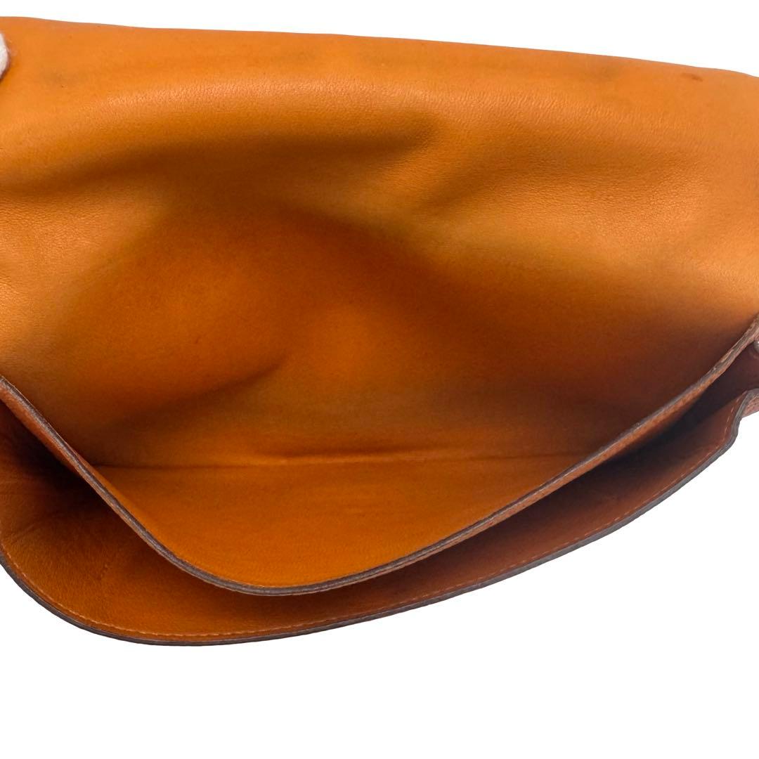 HERMES エルメス ドゴンGM オレンジ レザー長財布 小銭入れ レディース