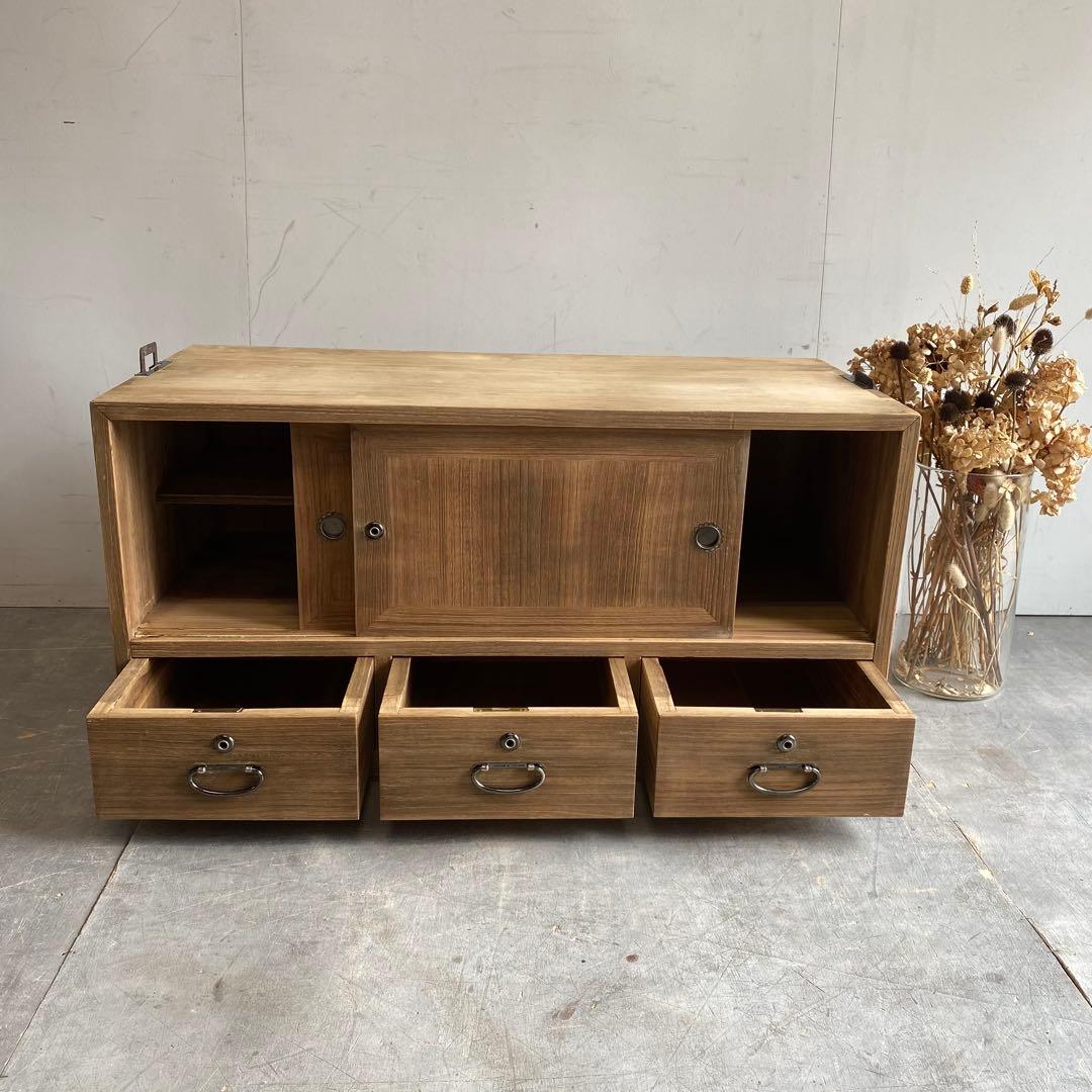 ヴィンテージ 箪笥 チェスト テレビ台 桐 杉 無塗装 昭和レトロ z434