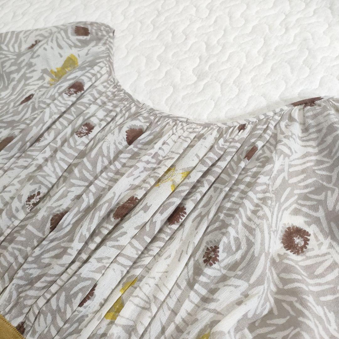 ミナペルホネン　papillon　コットンフレアワンピース　総柄　グレー　1