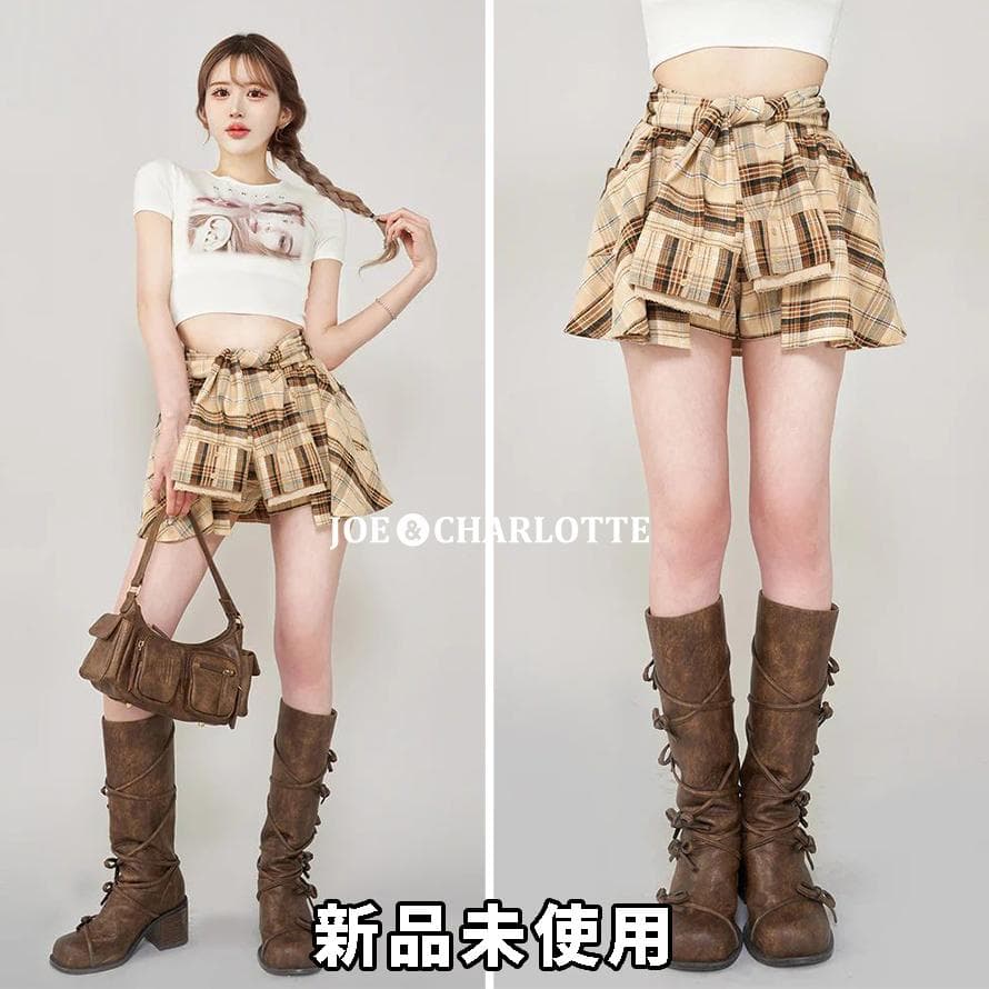 ダーリッチ darich レイヤードチェックショートパンツ ベージュ FREE