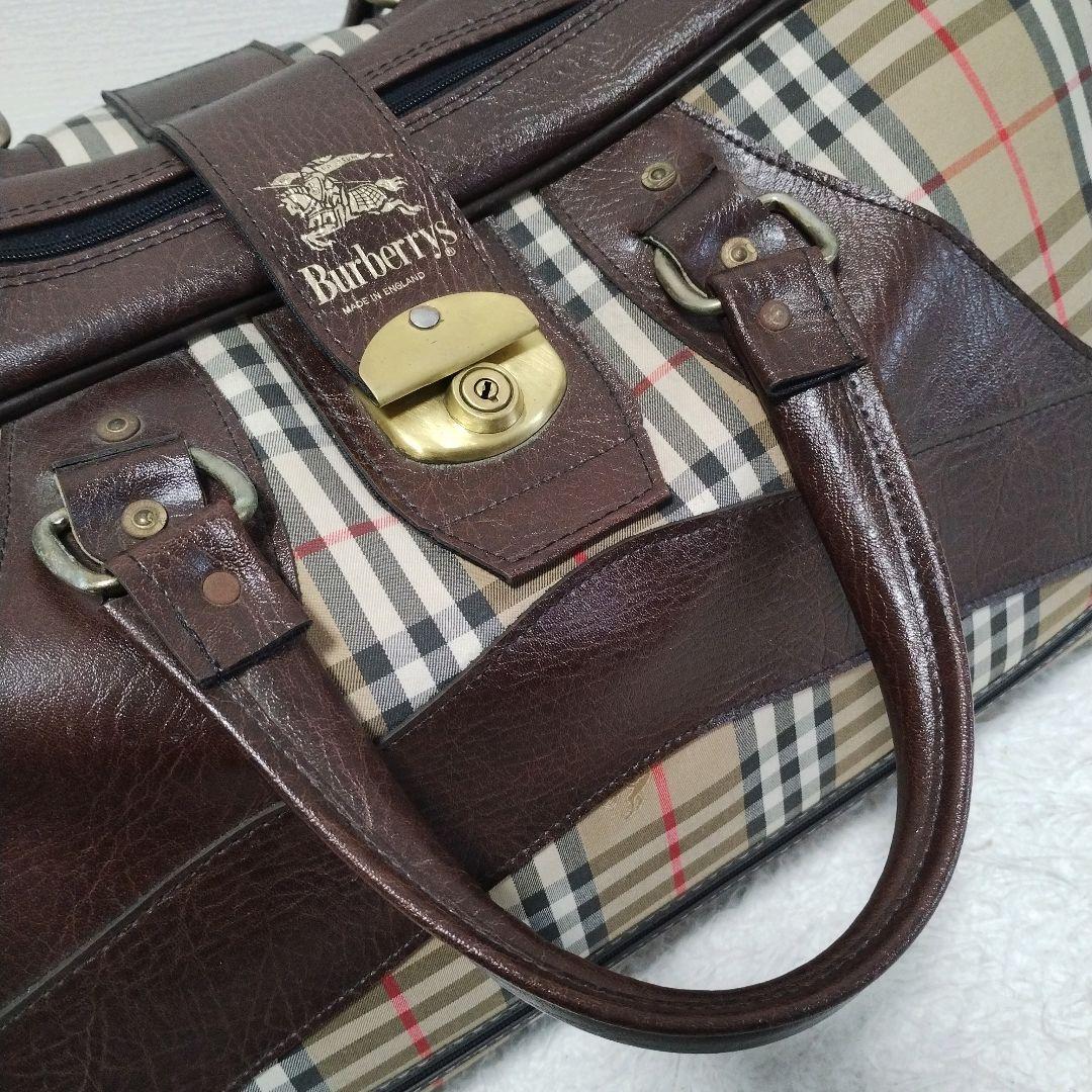 大容量 バーバリー 旅行バッグ ボストンバッグ ノバチェック シャドーホース