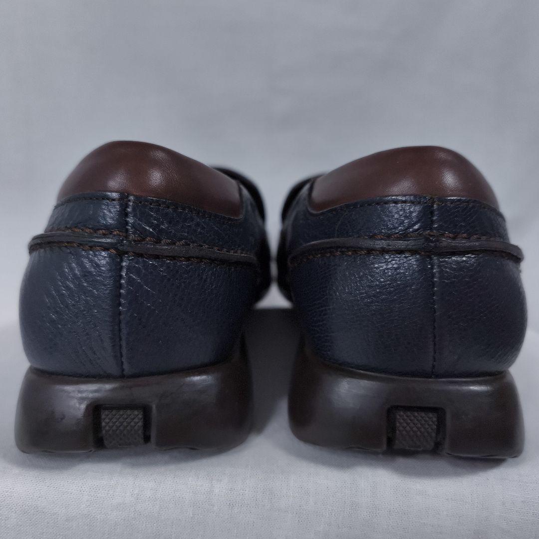 美品✨️　PRADA　プラダ　スクウェアトゥ　ローファー　ネイビー