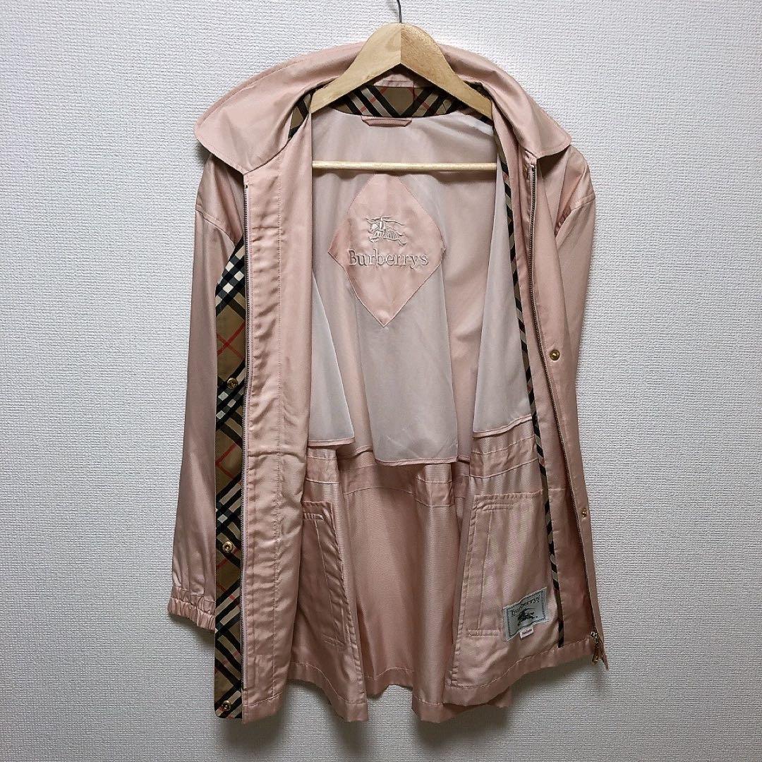 バーバリー　ブルゾンコート　金ボタン　ピンク　ノバチェック