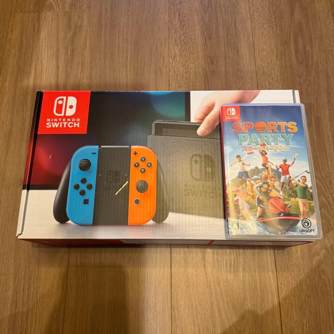Nintendo Switch 青/赤 + Sports Party 付属品完品