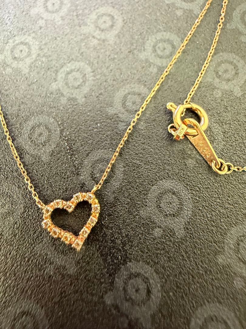 K10ハート型天然ダイヤモンドネックレス 10金