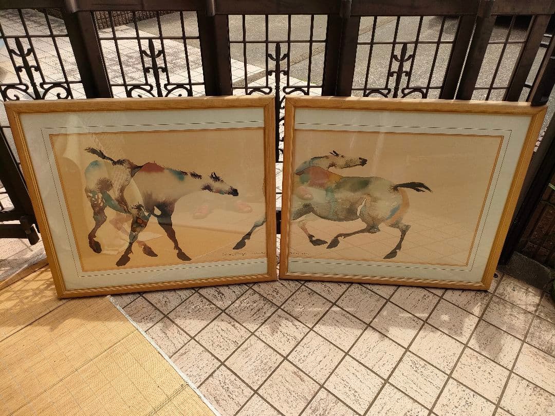 水墨画　Carol Grigg キャロルグリッグ　PAINTED　PONY　額縁