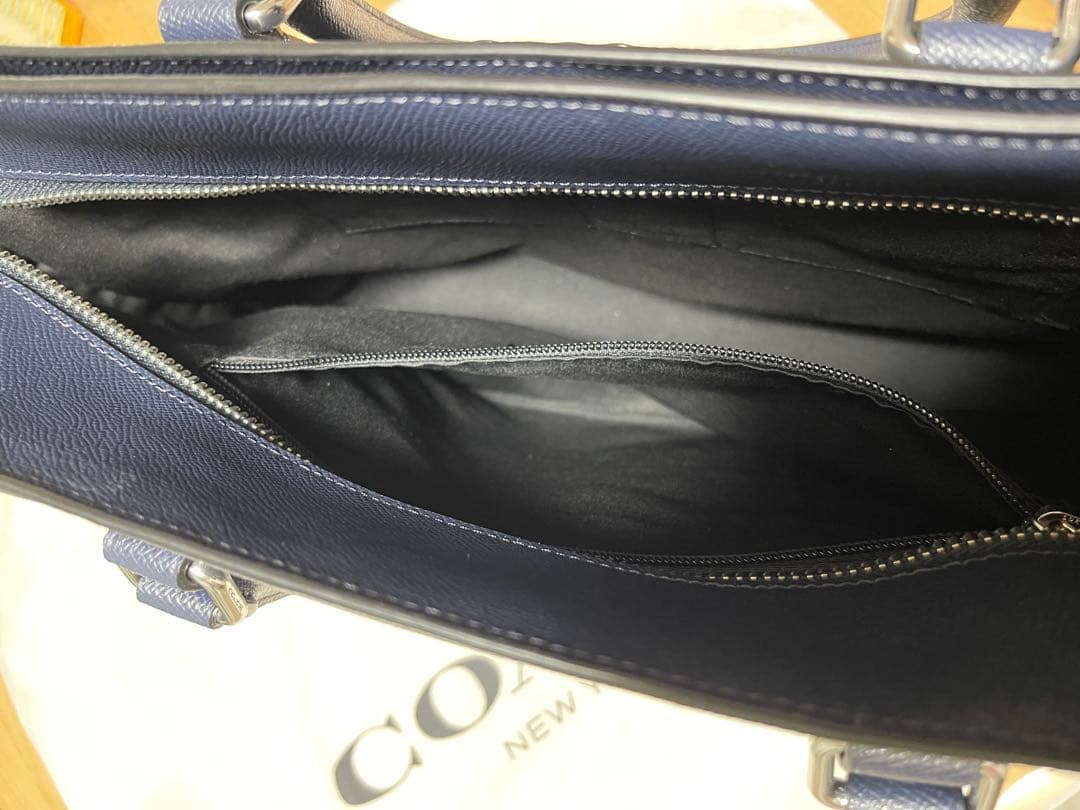 美品◎COACH ベケット オールレザー トートバッグ 本革 ネイビー