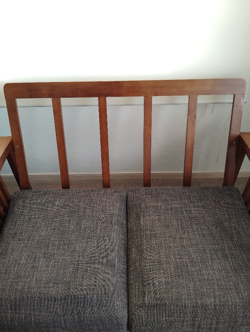 2人掛けソファ ブラウン アンティーク風