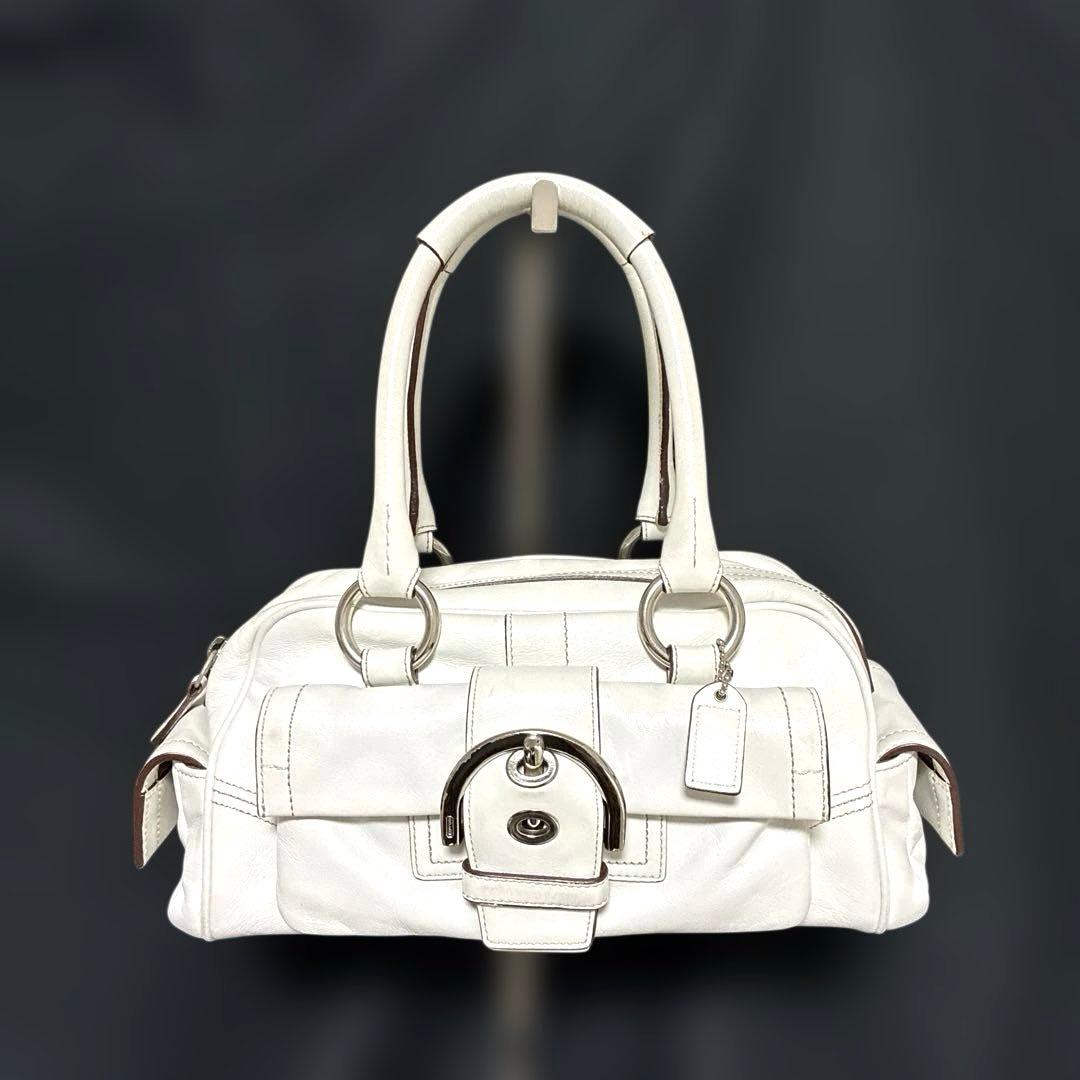 COACH コーチ　ホワイトレザーハンドバッグ　白