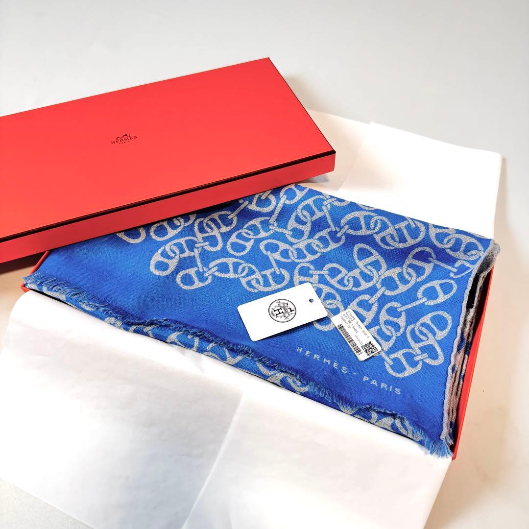 【ほぼ新品】 エルメス ナウーサ シェーヌダンクル ストール マフラー