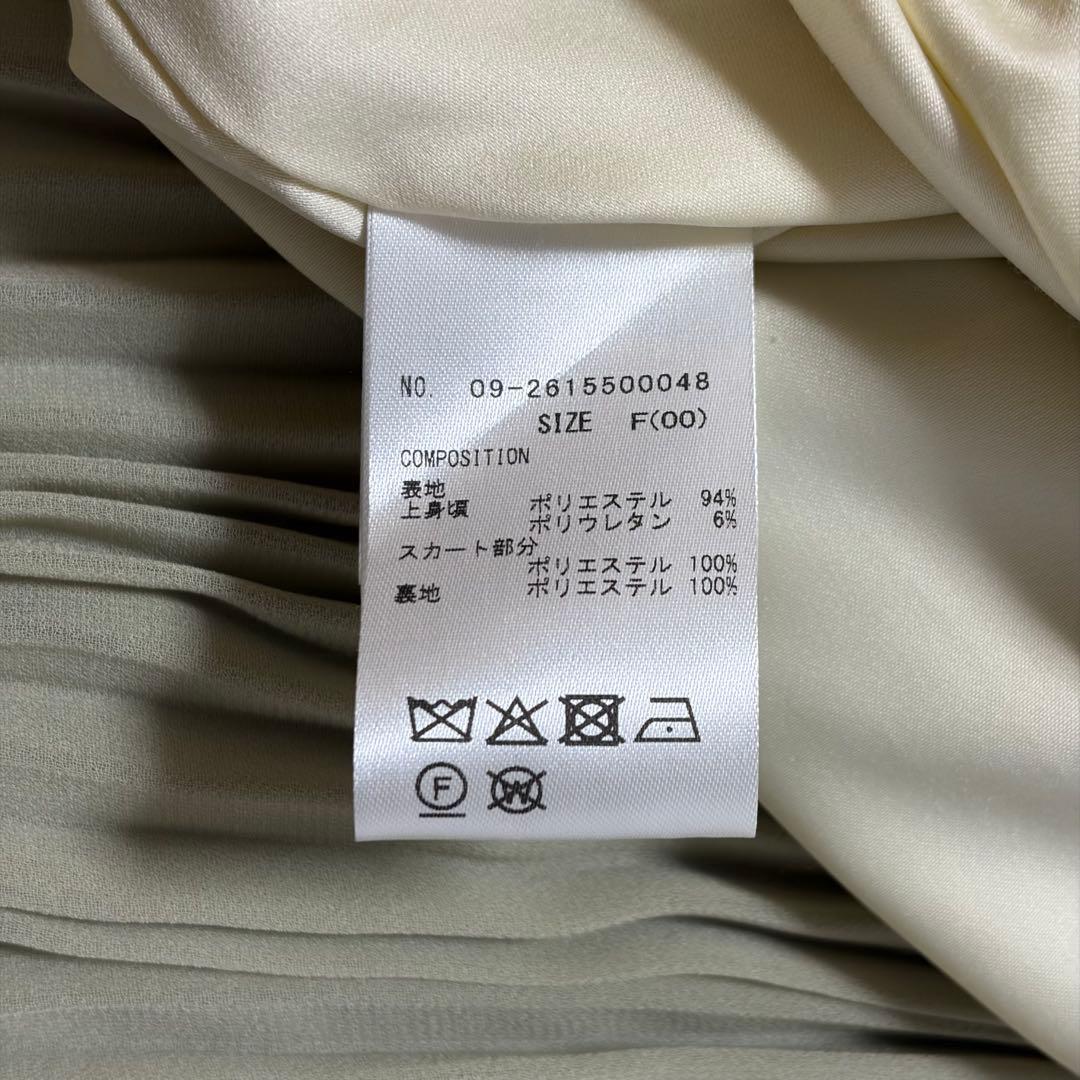 極美品　AND COUTURE ジャケットレイヤードプリーツワンピース　ミント