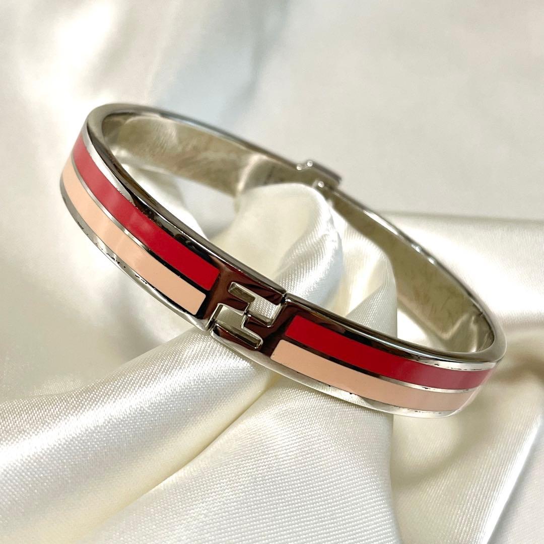 FENDI フェンディ バングル ブレスレット ズッカ カラー 赤 ピンク