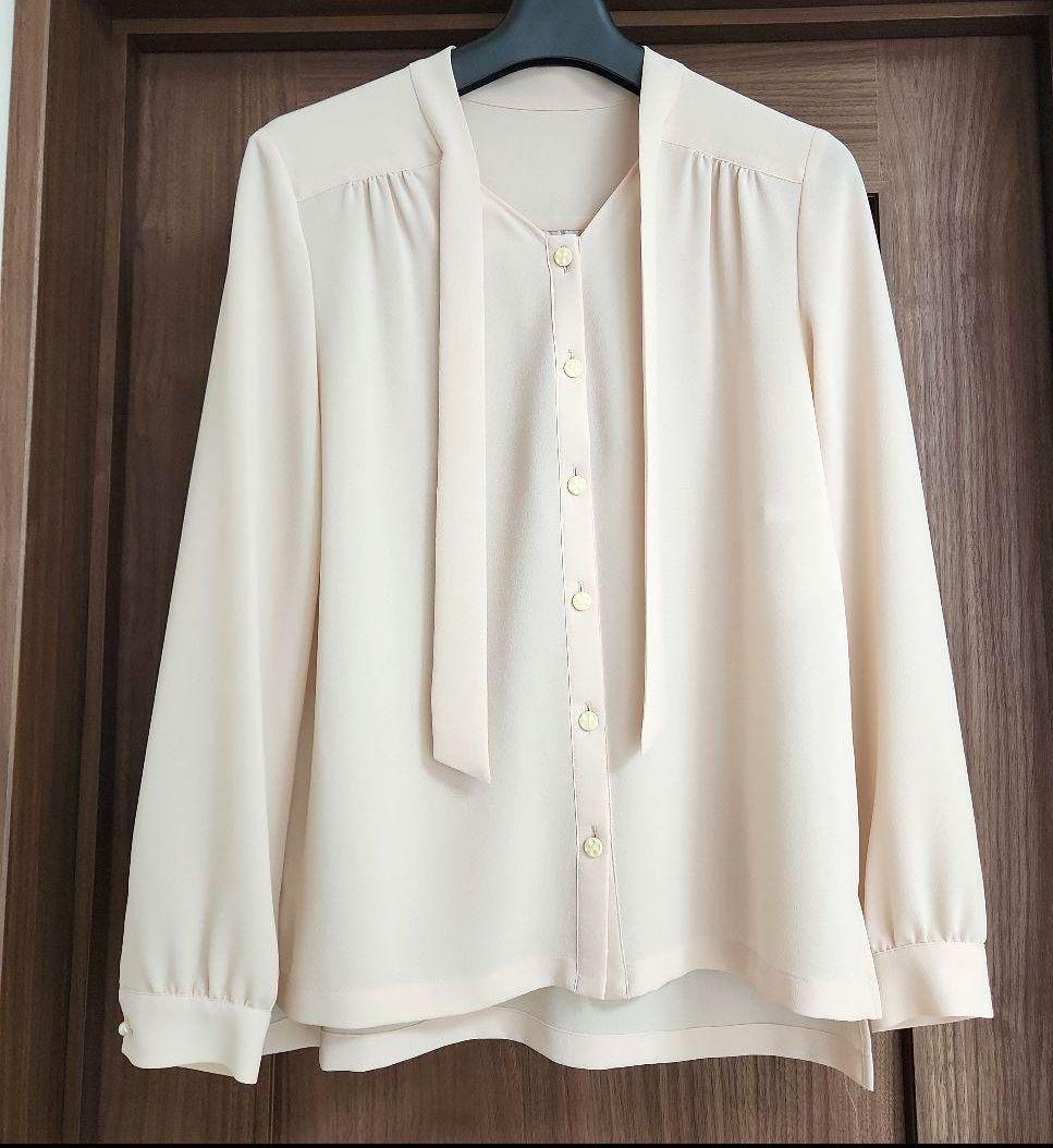 ANAYI 長袖 ボウタイブラウス ピンクベージュ