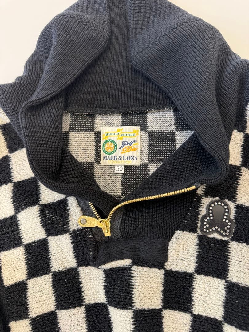 MARK & LONA チェック柄ニットセーター 50