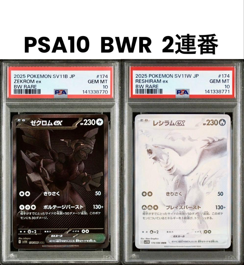 【PSA10 2連番】ゼクロムex BWR レシラムex BWR