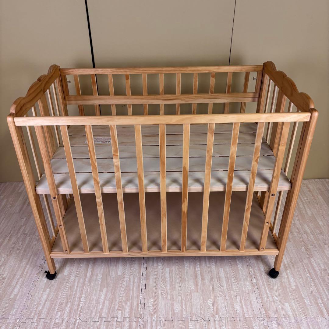 ★全て揃ってます★☆除菌清掃済☆綺麗☆大和屋　折りたたみベビーベッドFL　すのこ