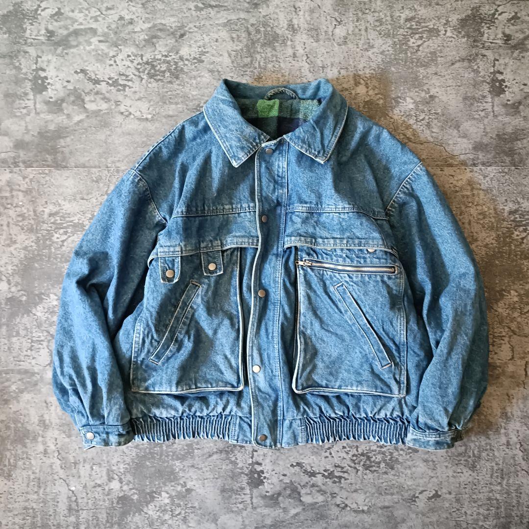 80s ユーロ RACING HORSE オーバーサイズ デニムブルゾン
