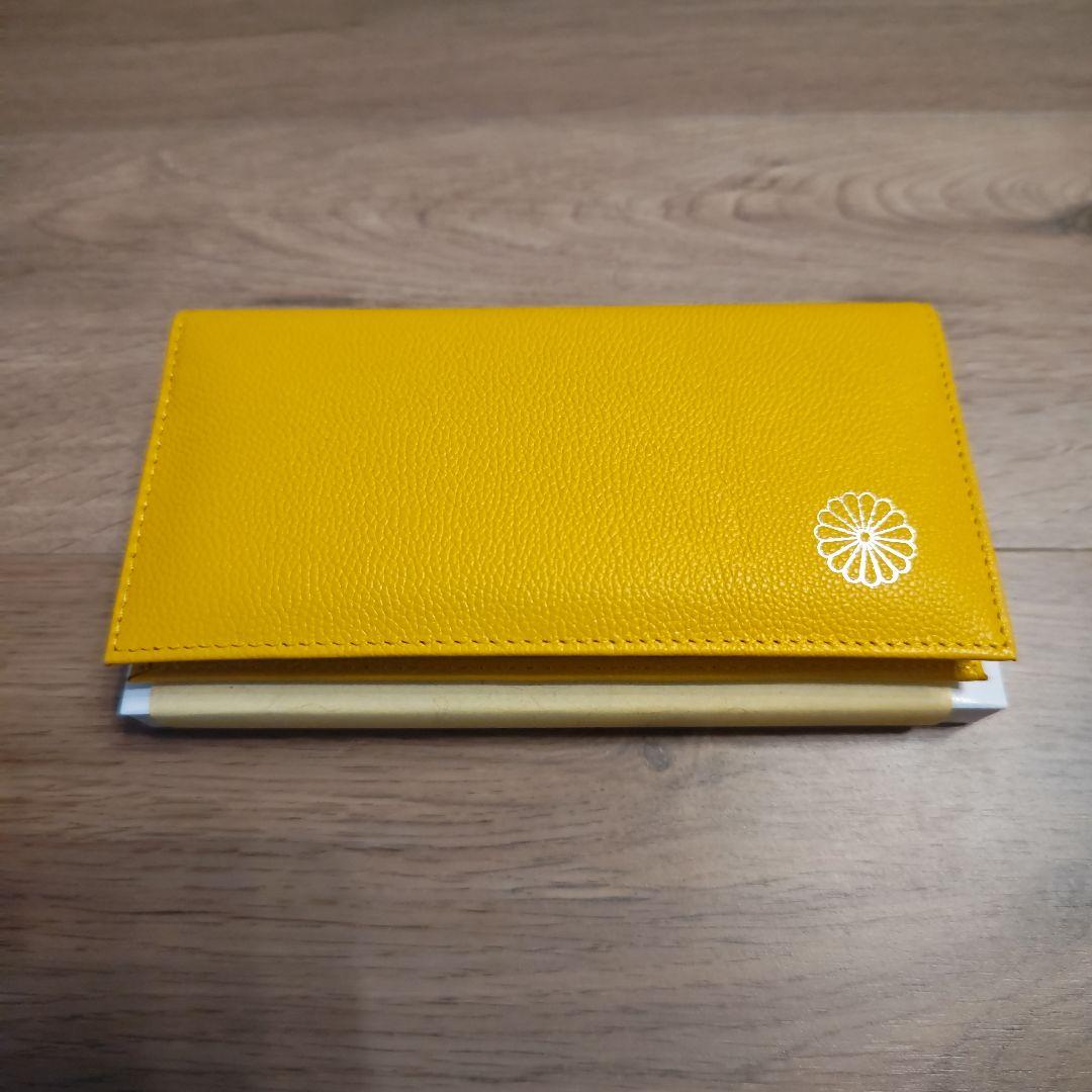 新品未使用 牛革 皇居 皇室 長財布 黄色