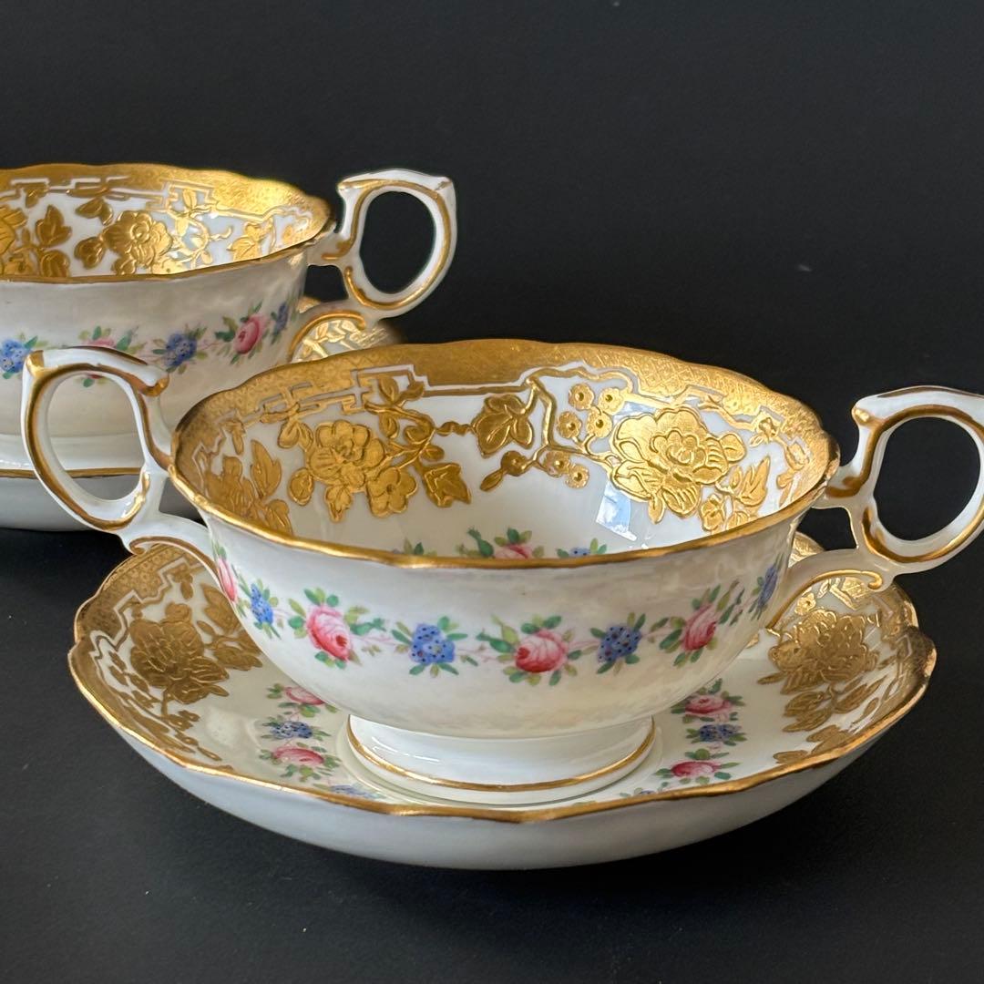 ハマースレイ　薔薇　金彩　スープカップ　2客セット