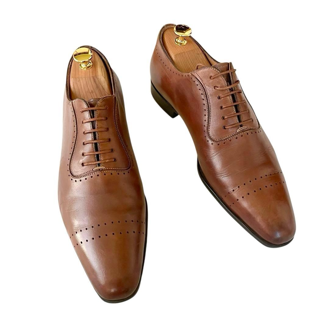 【美品】◾️サントーニ◾️オックスフォード◾️ストレートチップ◾️レザー◾️ブラウン