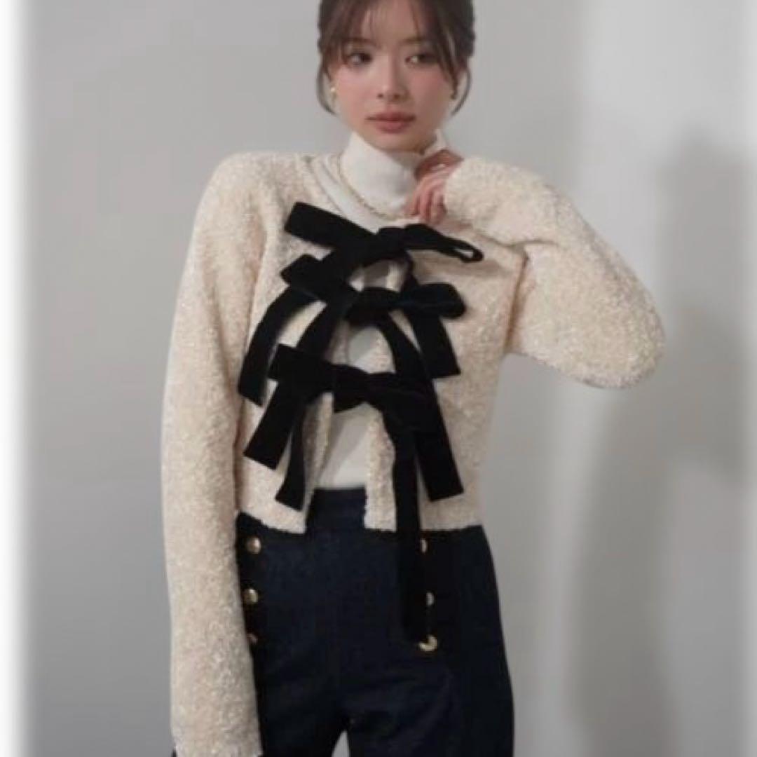 専用eimy フロントリボンニットトップス