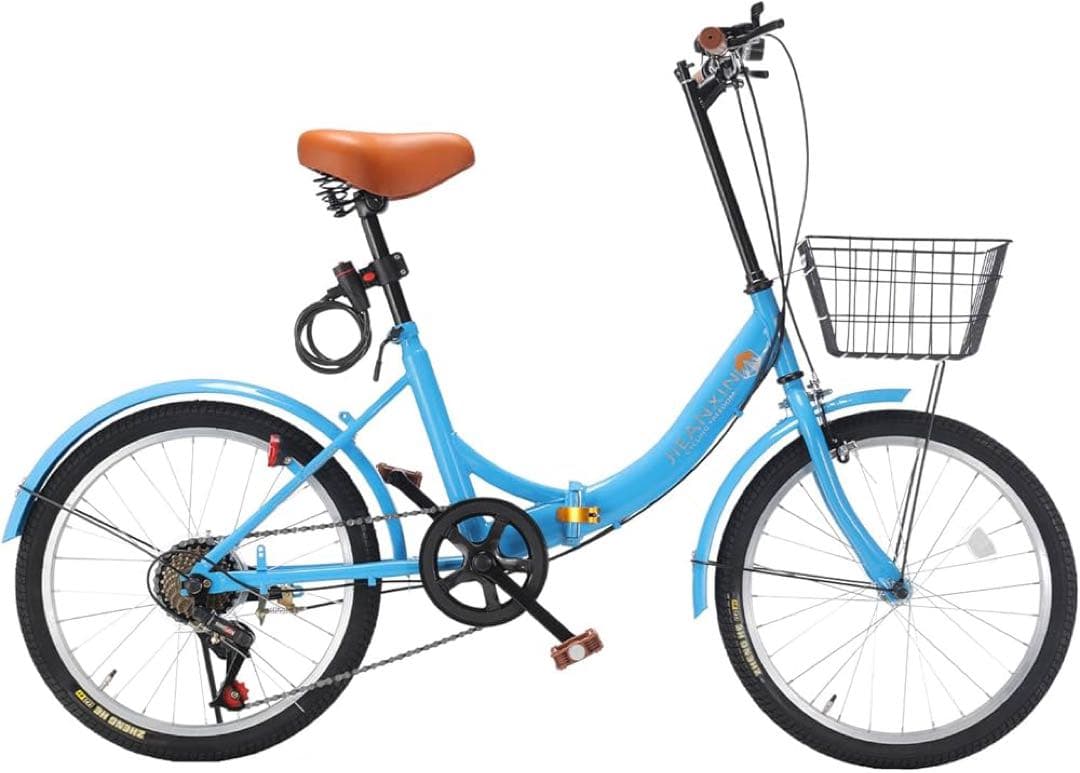 折りたたみ自転車ブルー色20インチ７段変速♬