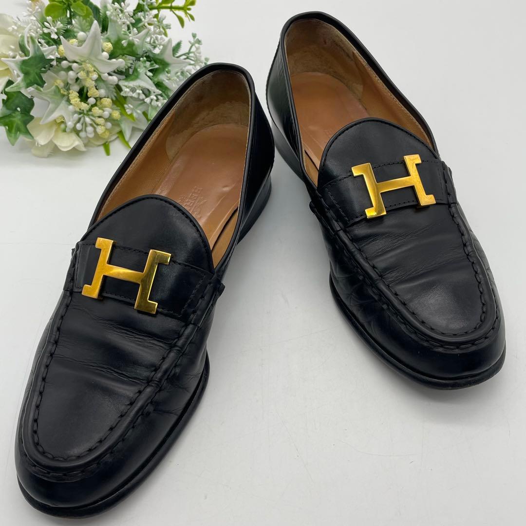 エルメス　HERMES ローファー　コンスタンスローファー　レザー　Hロゴ