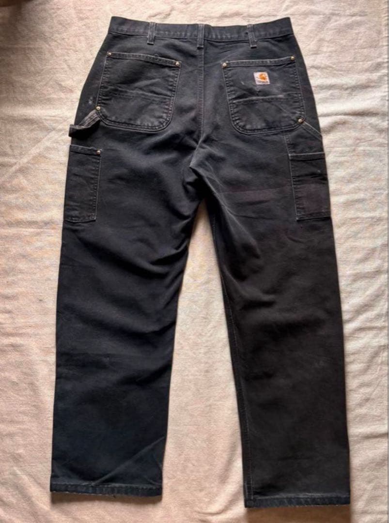 Carhartt ダブルニー 33x30 ブラック フェード