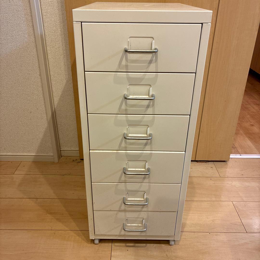 ホワイト スチール チェスト 6段
