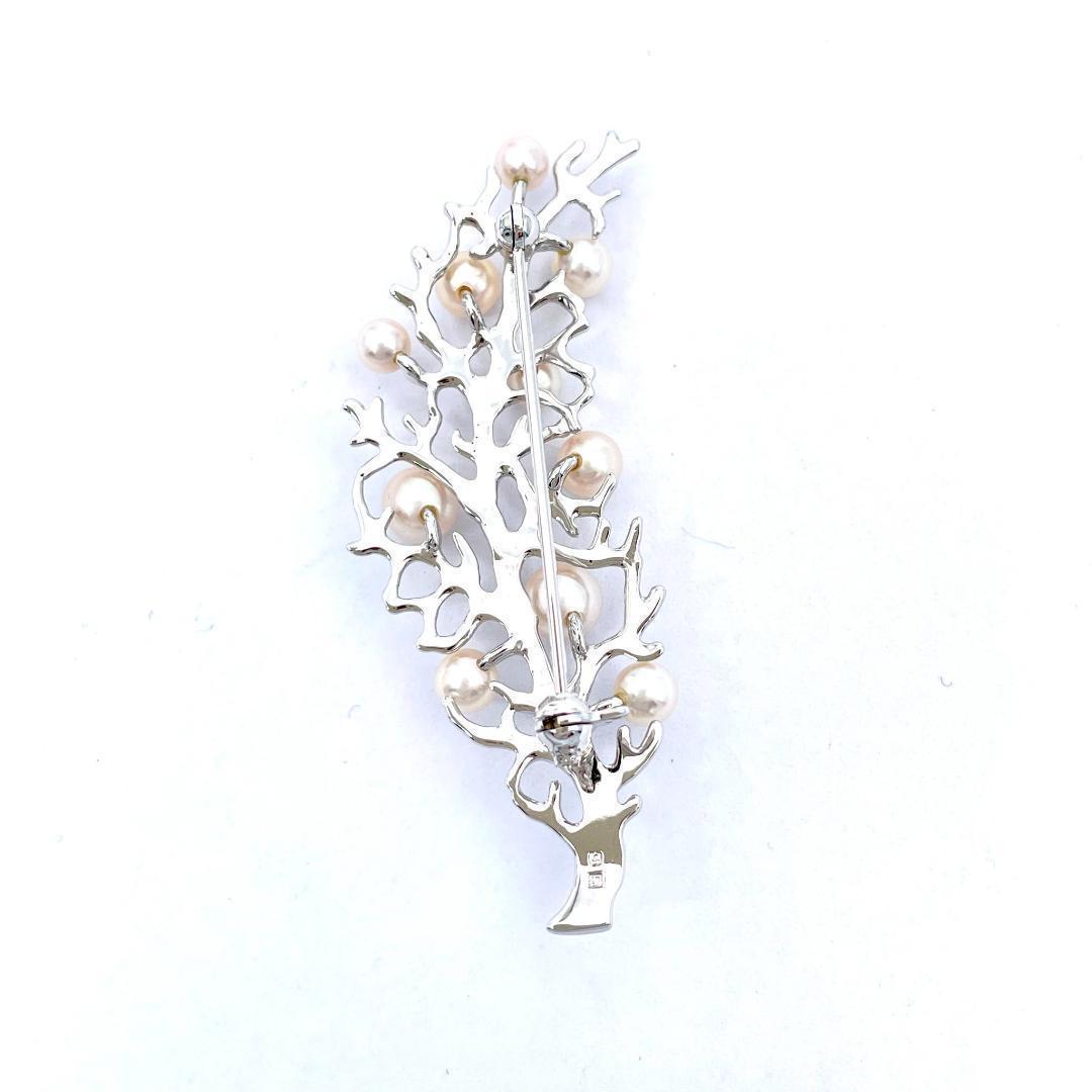 ミキモト 美品 パール 3.5-5.0mm ブローチ シルバー925 珊瑚