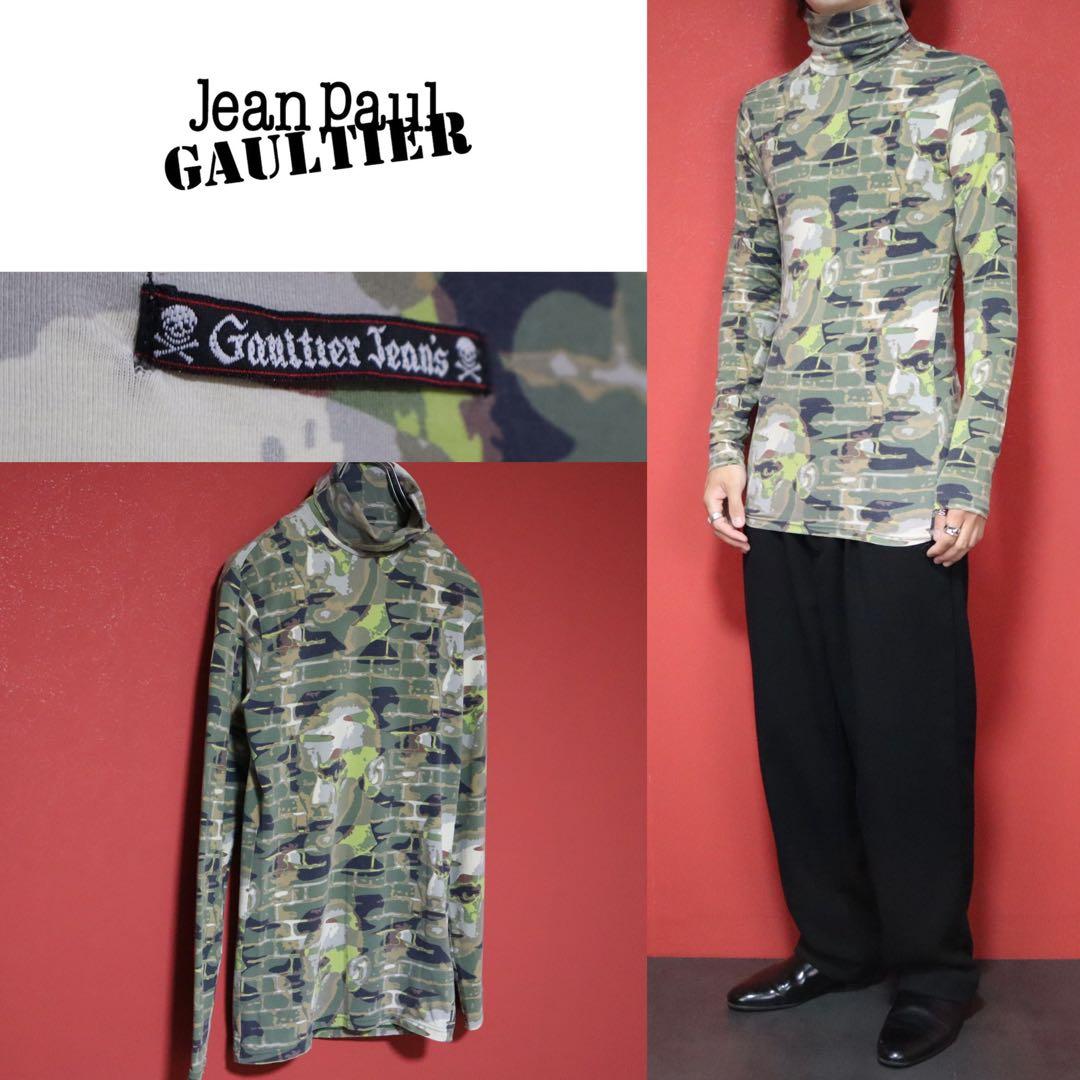 【極希少】Gaultier Jeans 迷彩 ヒト柄 タートルネック ロンT