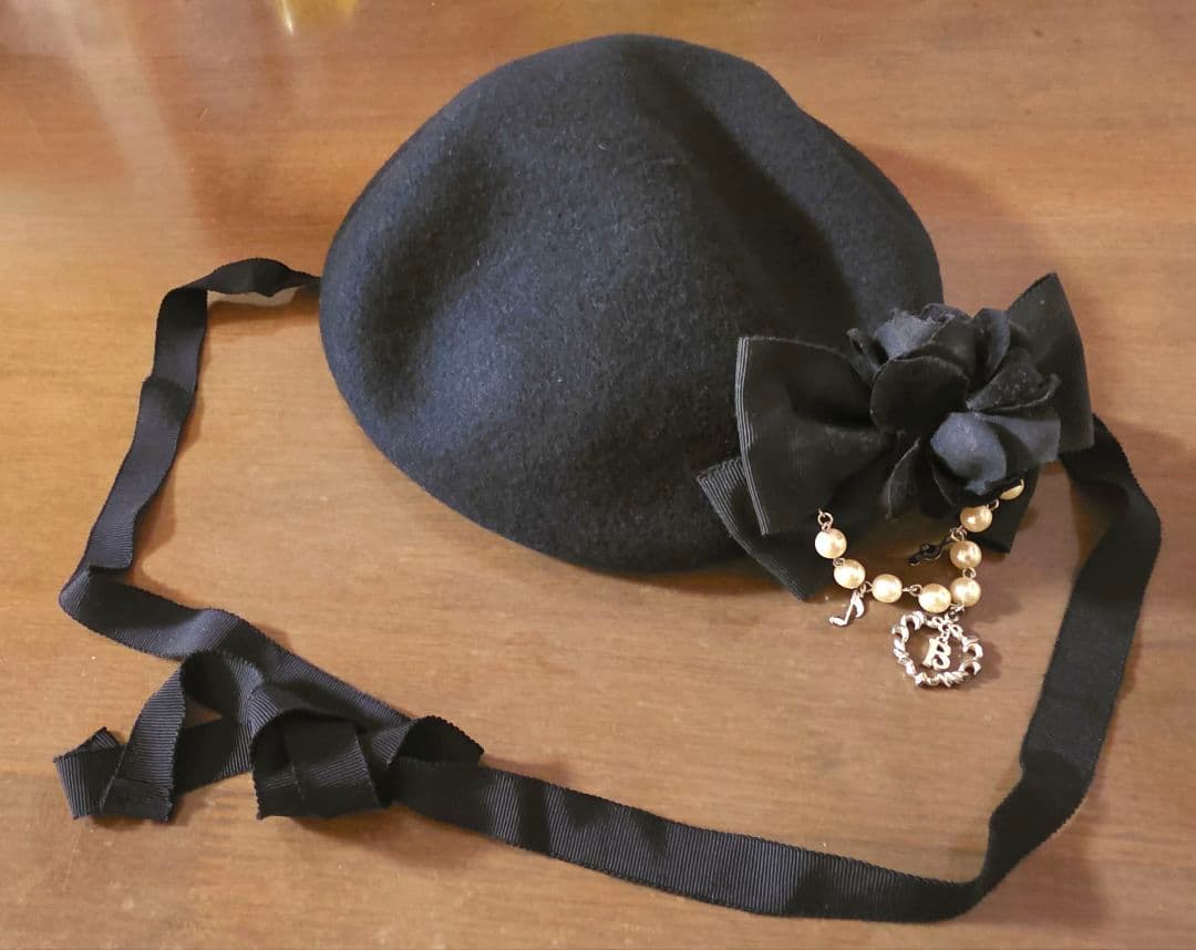 BABY,THE STARS SHINE BRIGHT　薔薇リボンベレー帽　黒